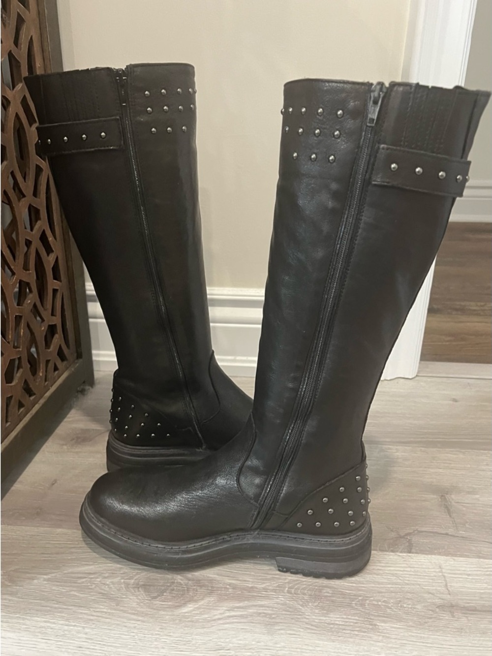 Black Studded Emanuele Castro Italian leather boots
